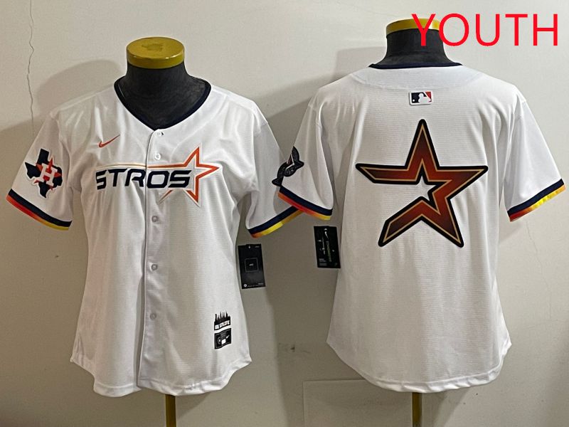 Youth Houston Astros Blank White three generations Joint Name Nike 2025 MLB Jersey style 12